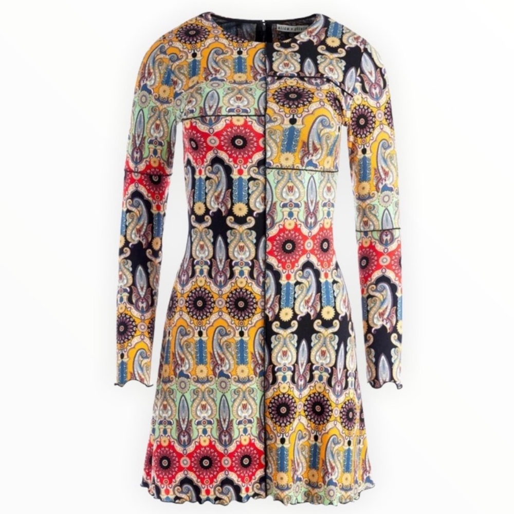 $375 Alice + Olivia Delora Paisley Floral Mini Dress